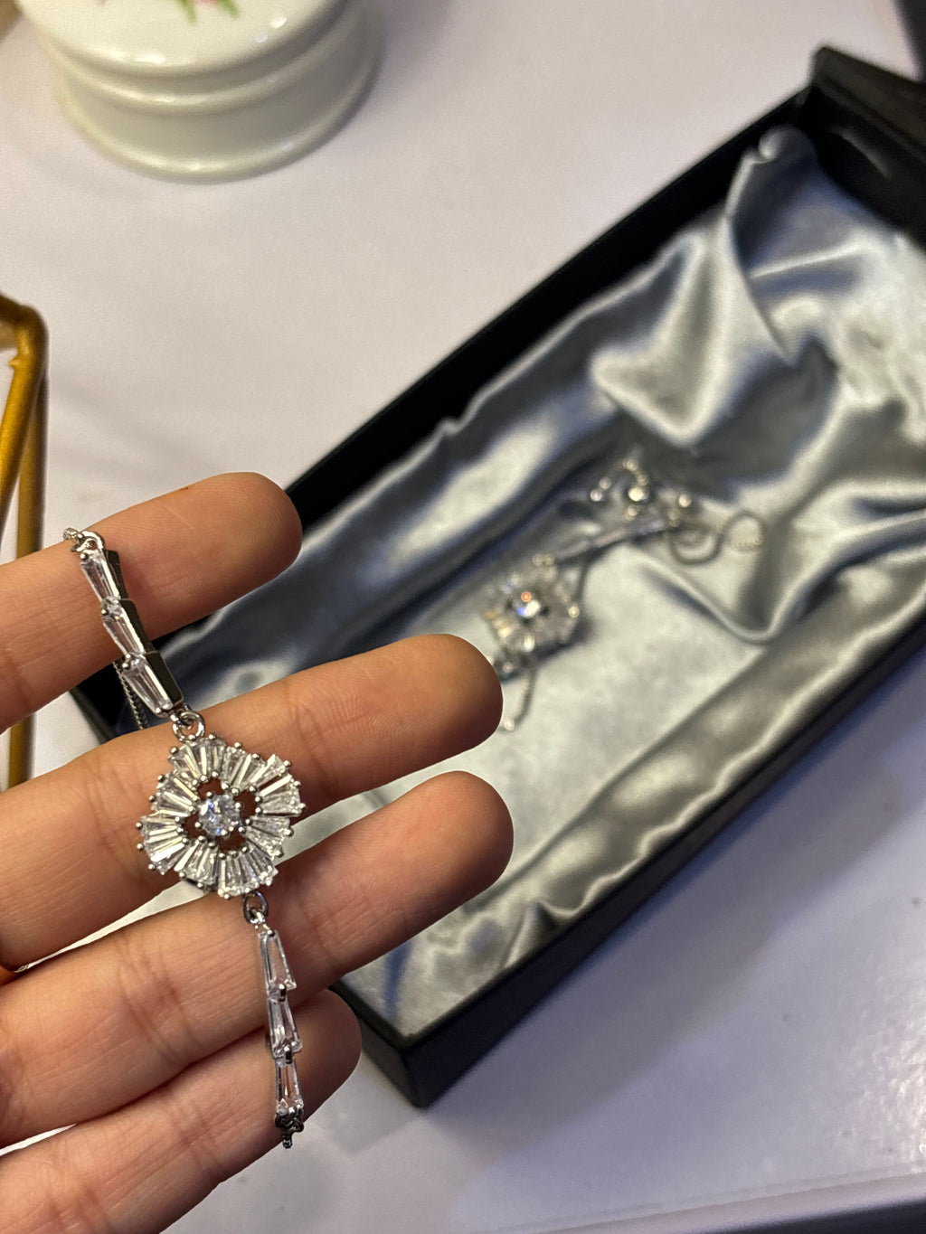 High quality zircon bracelet silver