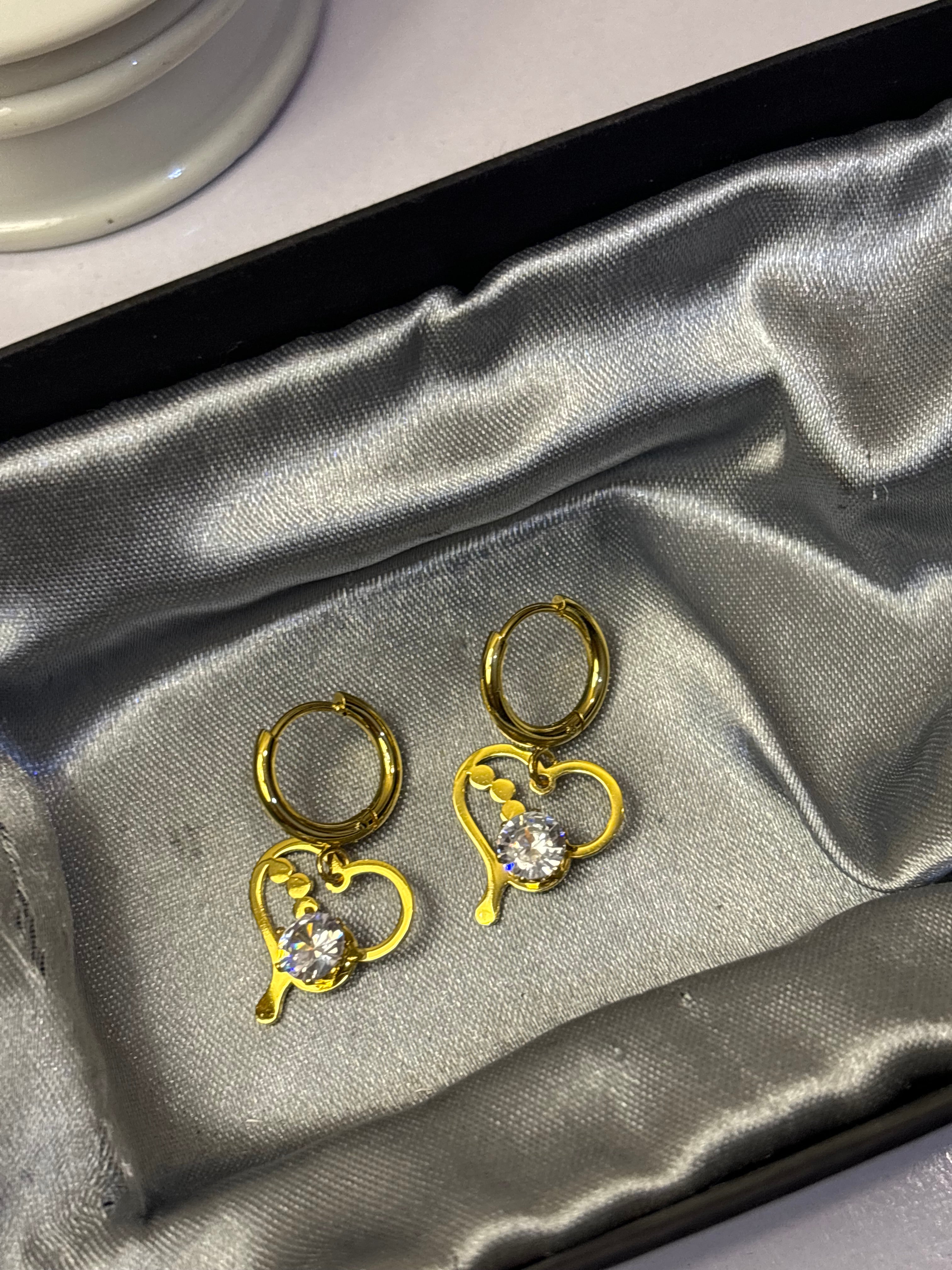 Stainless steel heart hanging hoops