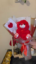 Red teddy with pocket hug card ♥️