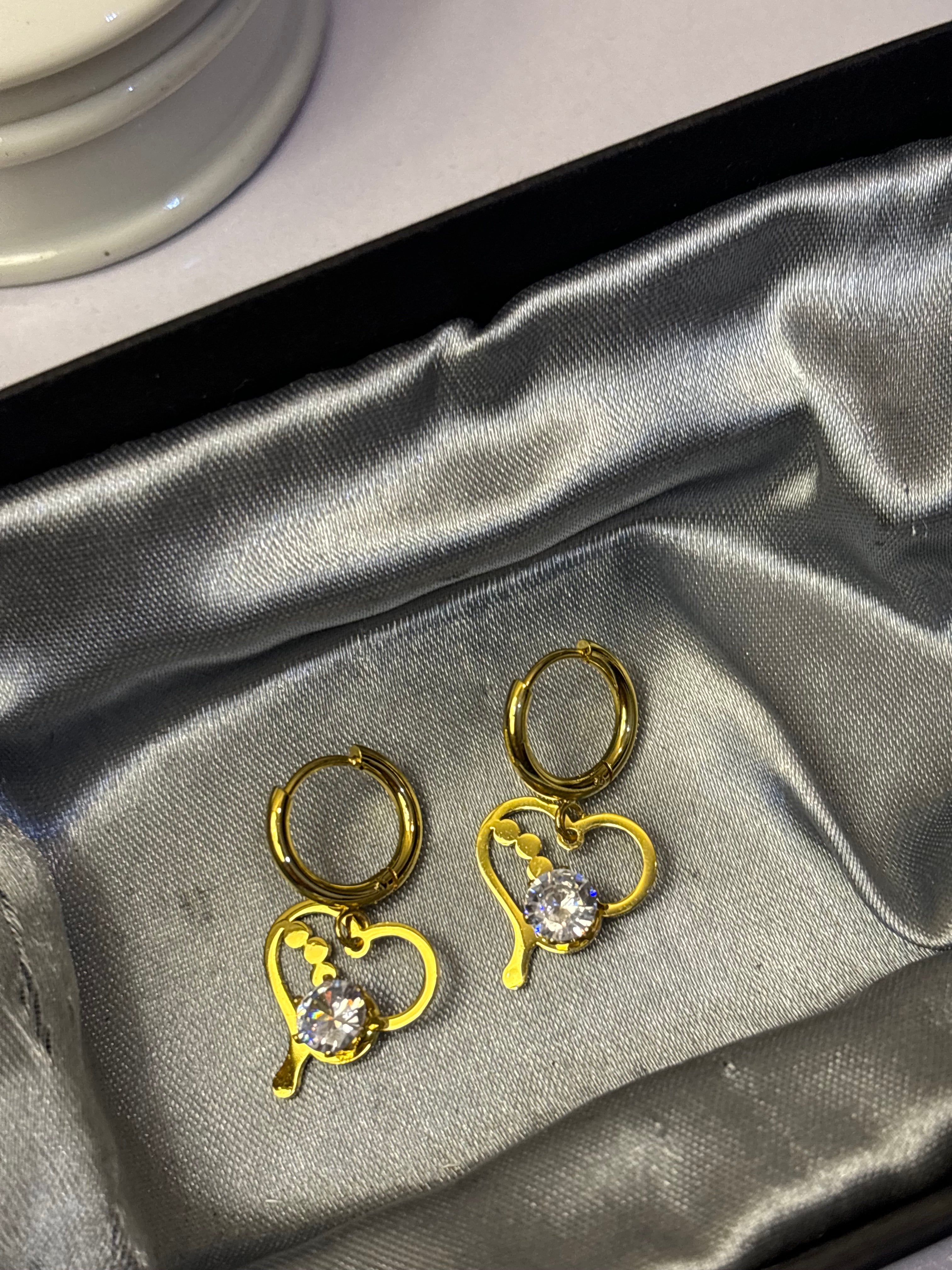 Stainless steel heart hanging hoops