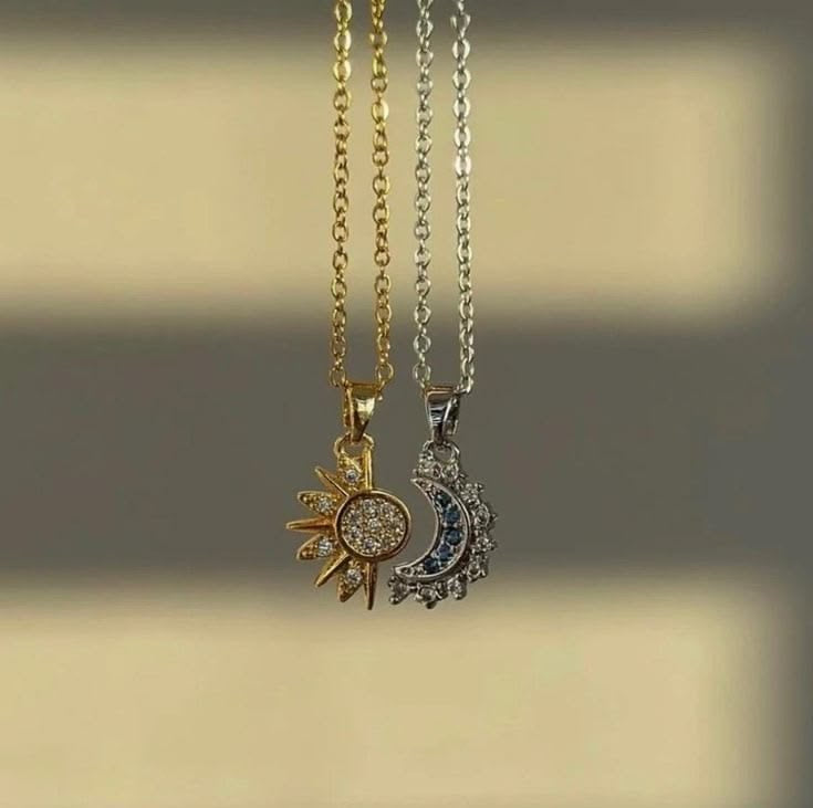 Sun & moon bff zircon necklace