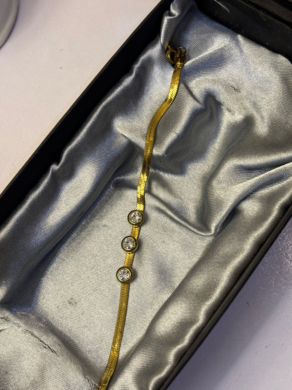 Stainless steel triple stone bracelet