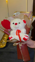 White and red teddy bouquet