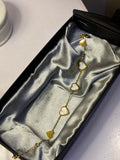 Stainless steel marble hearts bracelet