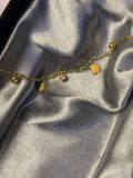 Stainless steel minimal apple and stone charms bracelet